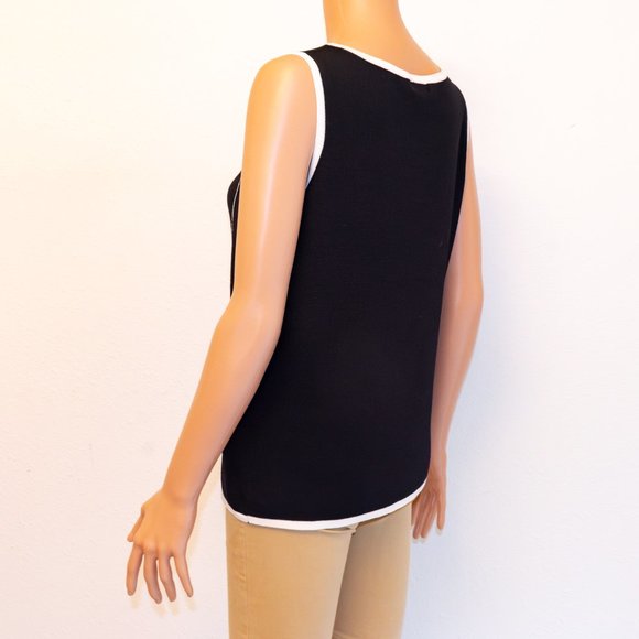 Contrast Detail Black Knit Sleeveless Blouse | Grace Dane Lewis | Size L - Picture 7 of 13